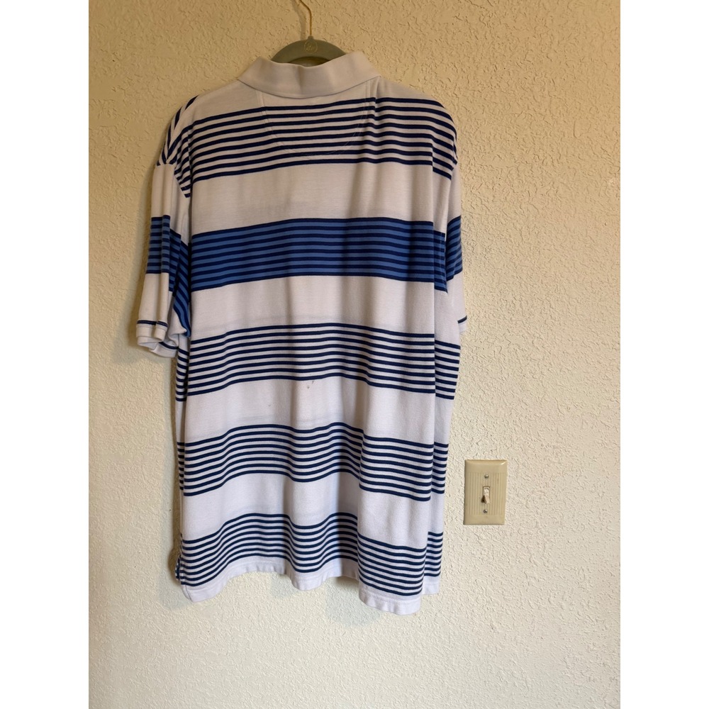 IZOD Advantage Polo Mens XL White Blue Striped Short Sleeve Cotton Golf Preppy - Picture 2 of 11